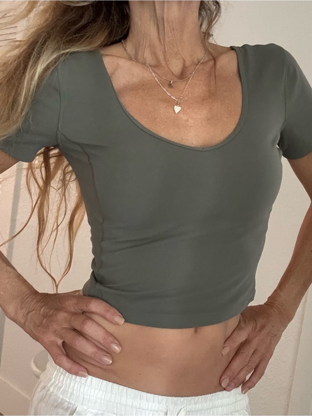 lululemon athletica Scoop-Back Cropped Top in Olive